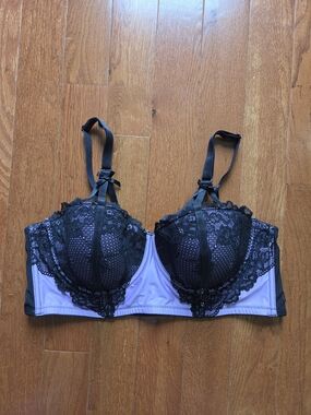 torrid Black Lace Overlay Bra with Lavender Base